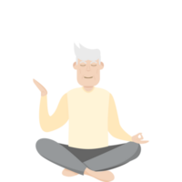 il anziano persone vecchio uomo yoga posa meditazione rilassato corpo png