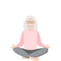 The Elderly People Old Man Glasses Yoga Pose Meditation Relaxed Body png