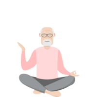 The Elderly People Old Man Glasses Yoga Pose Meditation Relaxed Body png