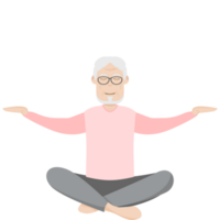 il anziano persone vecchio uomo bicchieri yoga posa meditazione rilassato corpo png