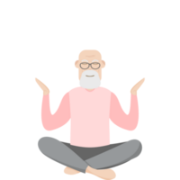 a idosos pessoas velho homem óculos ioga pose meditação relaxado corpo png