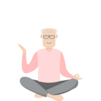 a idosos pessoas velho homem óculos ioga pose meditação relaxado corpo png