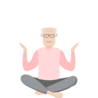 The Elderly People Old Man Glasses Yoga Pose Meditation Relaxed Body png