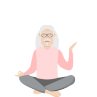 a idosos pessoas velho homem óculos ioga pose meditação relaxado corpo png