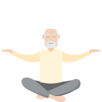 a idosos pessoas velho homem ioga pose meditação relaxado corpo png