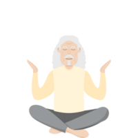 il anziano persone vecchio uomo yoga posa meditazione rilassato corpo png