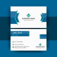 Blue And White Business Card Horizontal Template Layout With Double-Sides Presentation. vector