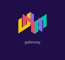 Creative gateway logo design. Unique design color transitions. Unique link template. vector