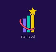 Creative rising star level logo design. Unique design color transitions. Unique leadership template. vector