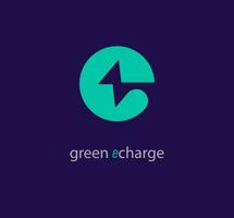 Creative e letter charging logo design. Unique green e charge template. vector