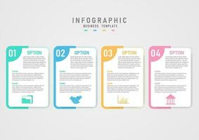 infographic 4 options business plan template for success colored squares with dotted lines Color letters and icons on white background. numbers in the upper left corner clean gray gradient background vector