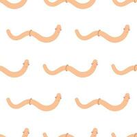 Funny worms on the white background. Seamless pattern with cartoon elements. vector