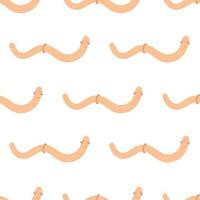 Funny worms on the white background. Seamless pattern with cartoon elements. vector