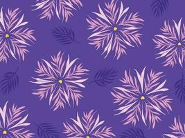 púrpura antecedentes con rosado flores y hojas modelo decorativo elementos aislado en horizontal paisaje modelo. fondo de pantalla para póster o textil huellas dactilares. vector