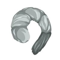 Cooked or boiled shrimp food grayscale vector illustration isolated on square white background. Monochrome shades of gray simple and flat styled drawing.