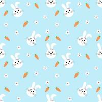 Rabbit and carrot seamless pattern vector