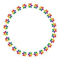 Colorful flowers circle frame vector