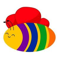 bee rainbow cute vector