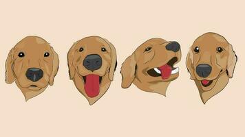 a set of golden retriever characters. Being puppy eyes, friendly, happiness, smiling. Hand-drawing golden retriever cartoon. vector