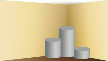 3D podium exhibition on the cozy warm color corner room. Display fashion minimal presentation. vector