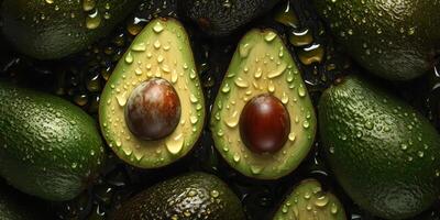 . . Photorealistic illustration of eco organic healthy hipster green food avocado pattern background. Graphic Art photo