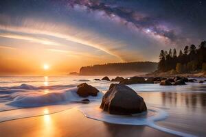 sunset on the beach photo