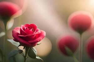 ramo de flores de rosas en el jardín ai generado foto