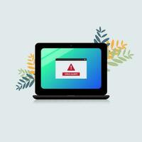 Vector virus alert message on laptop. Insecure laptop concept vector illustration