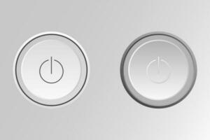 round and square power buttons on a white background. User interface elements in the style of neumorphism, UX. Vector illustration.