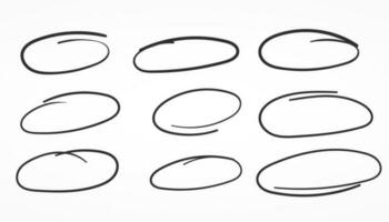 Set of abstract outline hand-drawn circles for the pointer vector