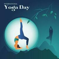 internacional yoga día ilustración enviar para social medios de comunicación y bandera 2 vector