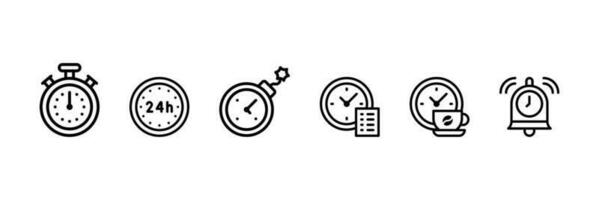 hora y fecha icono conjunto incluir Temporizador, hora bomba, 24h , a hacer lista tiempo, café hora y alarma , vector eps archivo