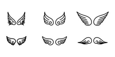 estilo de boceto de garabato de ilustración dibujada a mano de dibujos animados de alas abstractas para el diseño conceptual. vector