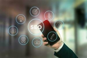 SEO search engine optimization, internet marketing and link building screen photo