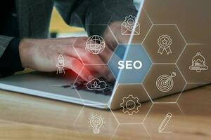 SEO search engine optimization, link building and organic search abstraction photo