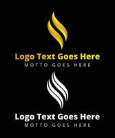 Abstract Flame Logo Shape Design Color Black And White vector