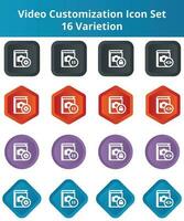 Video Customization Flat Icon Set Circle Hexagon Round Corner vector
