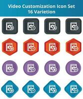 Video Customization Flat Icon Set Circle Hexagon Round Corner vector