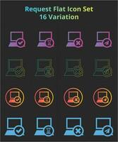 archivo aceptado rechazado expedido y pendiente plano icono conjunto vector