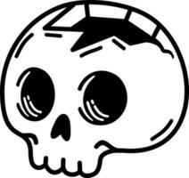 Cracked cute skull cartoon. Skull with a hole, Cute cartoon skull for holiday vector