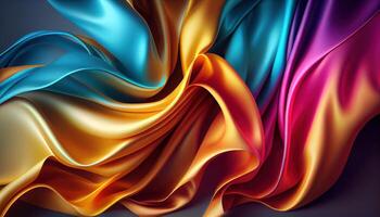 Abstract Background with 3D Wave colorful Gradient Silk Fabric. . Digital Art Illustration photo