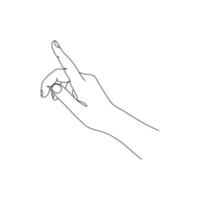 Hand gesture with pointing finger. Line art drawing. Hand drawn vector illustration.