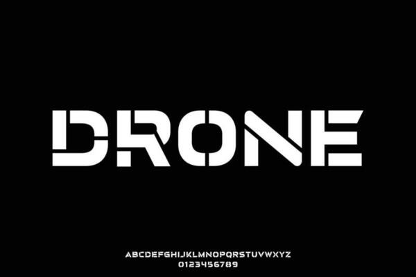 Bold abstract modern stencil type sans serif display font vector