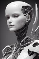 Artificial Intelligence Girl Robot Close up, photo