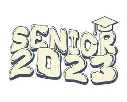 Senior 2023 quote retro white background vector eps