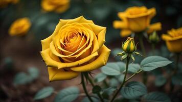 Natural Yellow Rose Flowers with beautiful bokeh background, photo