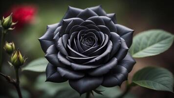 negro Rosa flor cerca arriba, ai generado foto