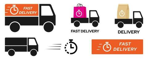 Fast delivery icon set for web and app. Delivery truck symbol. Flat vector illustration
