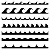 Wave icon set. Collection of Water line symbol. Flat vector illustration