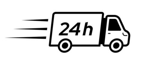 24 hours delivery truck icon. Vector illustration